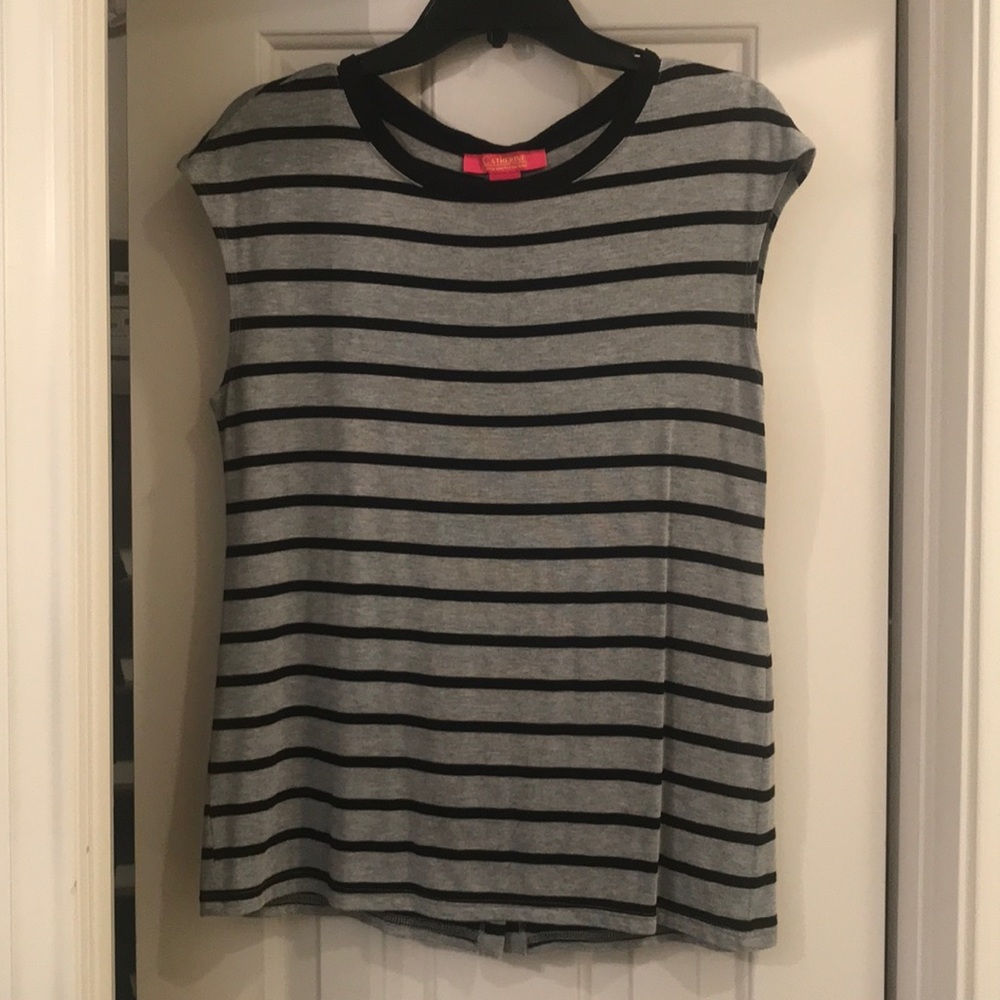 Catherine Striped Sleeveless Top with Bow Detail